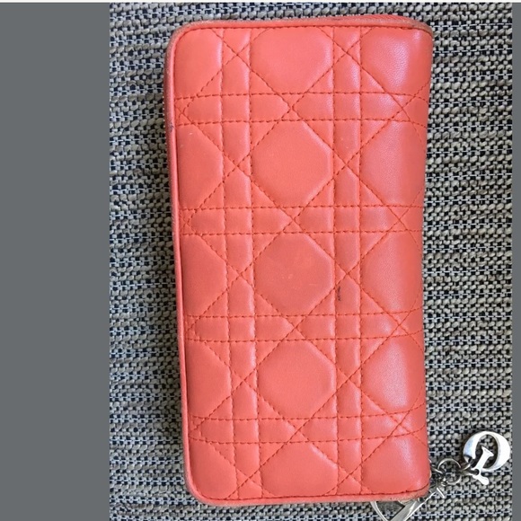 Muffled orange leather Christian Dior Wallet - Picture 1 of 5